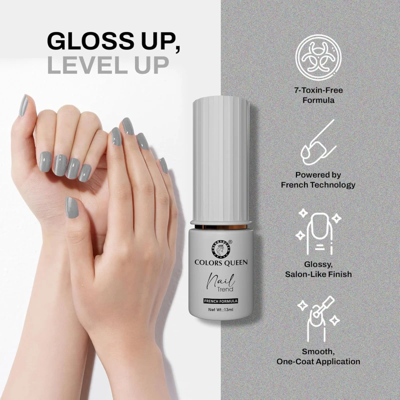 Colors Queen Nail Trend Glossy Nail Polish | Chip Resisting & Quick Drying Nail Paint with High Shine | 7 Toxin Free Formula | Vegan & Cruelty Free | Long Lasting & Vibrant Nail Paint for Women ( Solitaire, 13ml) thumbnail 3